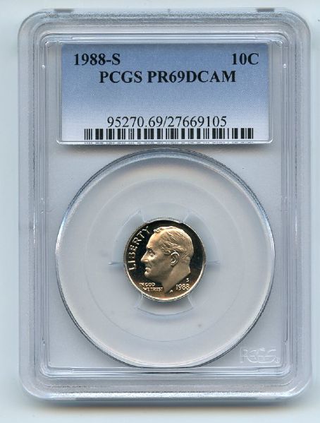 1988 S 10C Roosevelt Dime Proof PCGS PR69DCAM