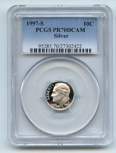 1997 S 10C Silver Roosevelt Dime Proof PCGS PR70DCAM