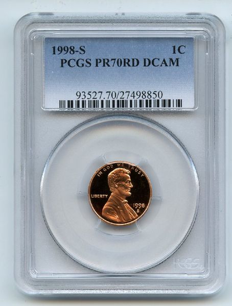 1998 S 1C Lincoln Cent Proof PCGS PR70DCAM