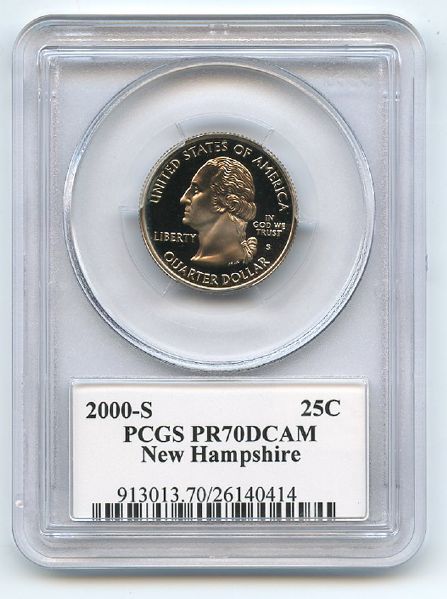 2000 S 25C Clad New Hampshire Quarter PCGS PR70DCAM