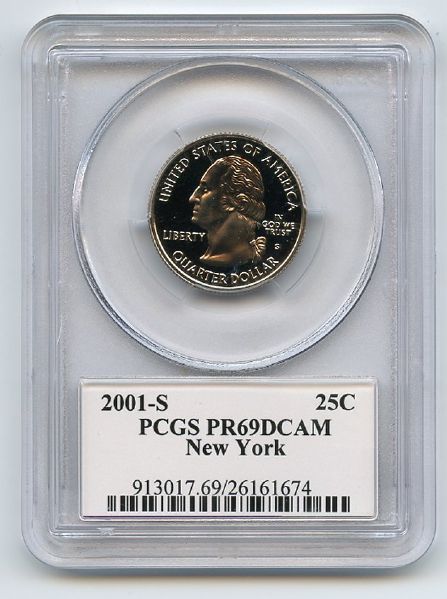 2001 S 25C Clad New York Quarter PCGS PR69DCAM