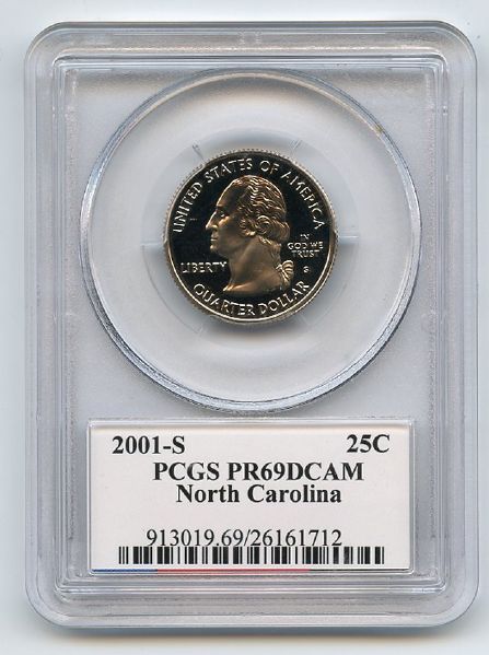 2001 S 25C Clad North Carolina Quarter PCGS PR69DCAM