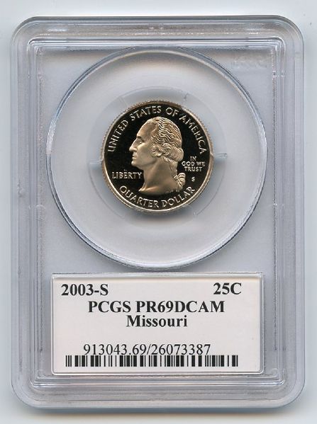 2003 S 25C Clad Missouri Quarter PCGS PR69DCAM