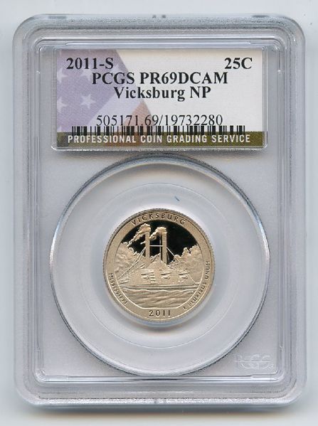 2011 S 25C Clad Vicksburg Quarter PCGS PR69DCAM