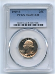 1969 S 25C Washington Quarter PCGS PR69CAM