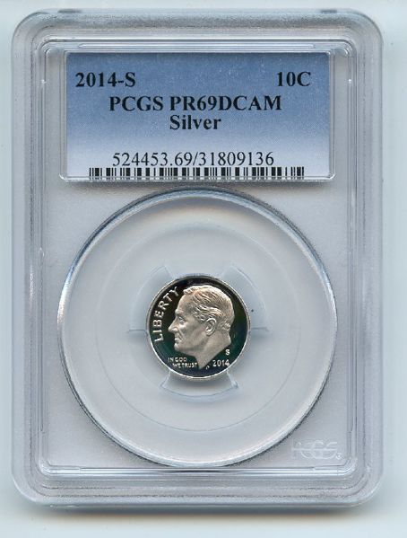 2014 S 10C Silver Roosevelt Dime PCGS PR69DCAM