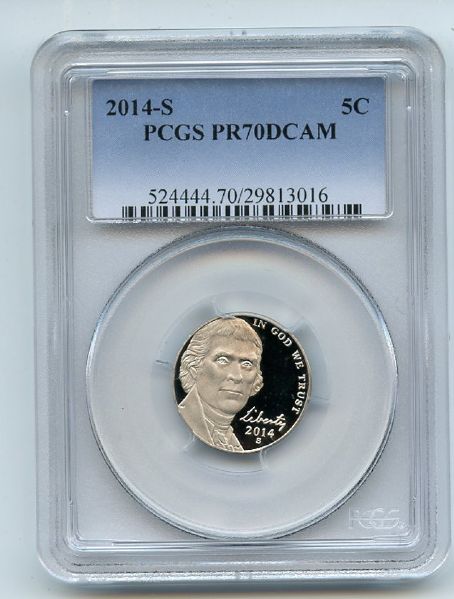 2014 S 5C Jefferson Nickel PCGS PR70DCAM