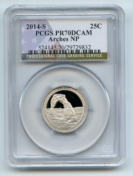 2014 S 25C Clad Arches Quarter PCGS PR70DCAM