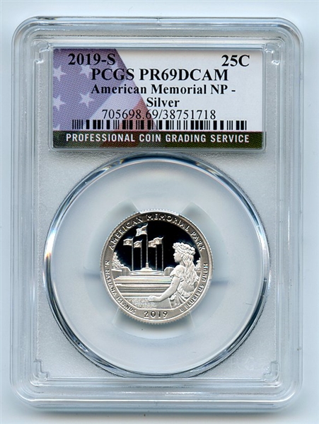 2019 S 25C Silver American Memorial Quarter PCGS PR69DCAM