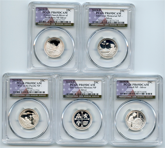 2019 S Silver National Parks Quarter Set PCGS PR69DCAM