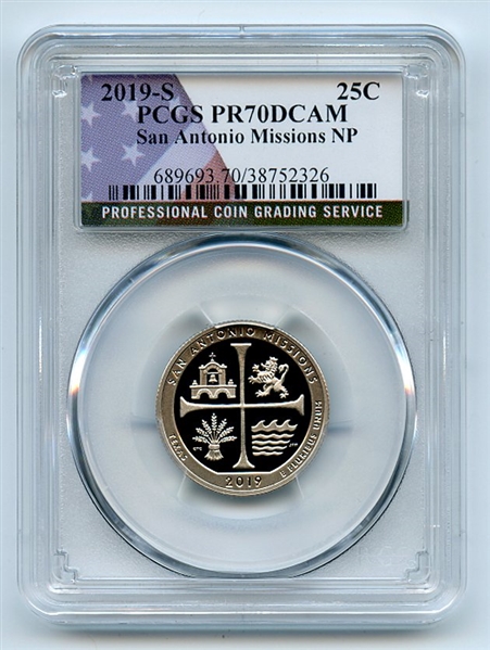 2019 S 25C Clad San Antonio Missions Quarter PCGS PR70DCAM