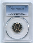 1969 S 5C Jefferson Nickel PCGS PR68CAM