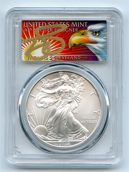 2008 $1 American Silver Eagle 1oz Dollar PCGS MS70 Thomas Cleveland Eagle