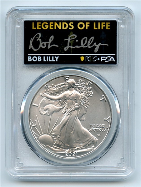 2021 $1 Silver Eagle T2 First Production PCGS MS70 Legends Life Bob Lilly