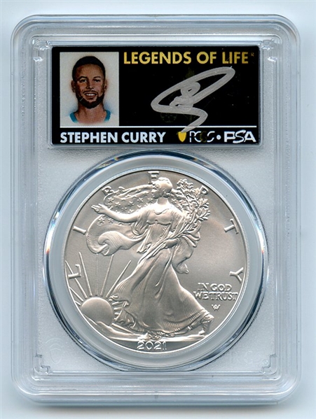 2021 $1 Silver Eagle T2 First Production PCGS MS70 Legends Life Stephen Curry