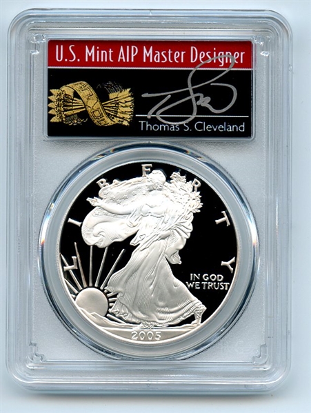 2005 W $1 Proof American Silver Eagle 1oz PCGS PR70DCAM Thomas Cleveland Arrows