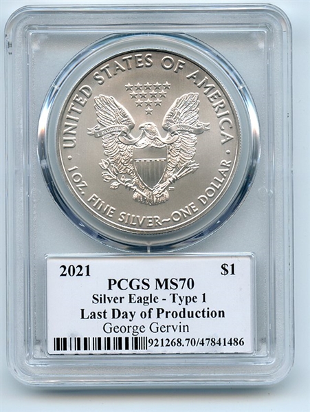 2021 $1 Silver Eagle T1 Last Day Production PCGS MS70 Legends Life George Gervin