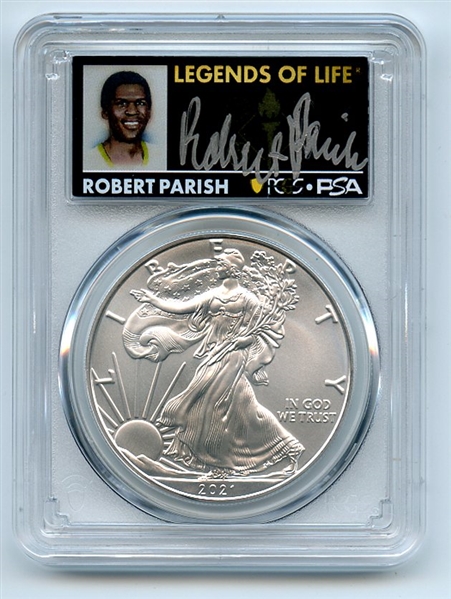 2021 $1 Silver Eagle T1 Last Day Production PCGS MS70 Legends Life Robert Parish