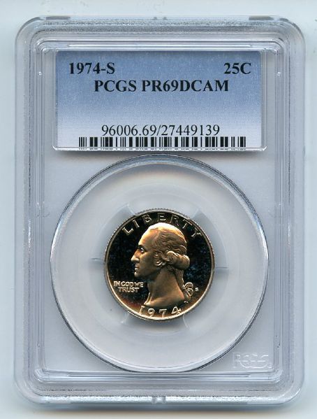 1974 S 25C Washington Quarter Proof PCGS PR69DCAM