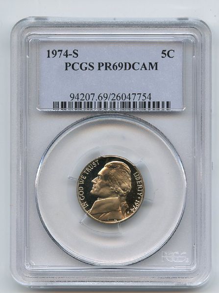 1974 S 5C Jefferson Nickel Proof PCGS PR69DCAM