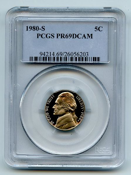 1980 S 5C Jefferson Nickel Proof PCGS PR69DCAM