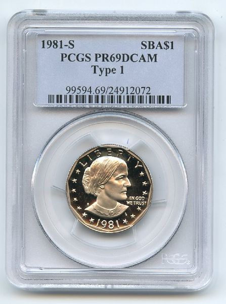 1981 S $1 T1 SBA Susan B Anthony Dollar Proof PCGS PR69DCAM