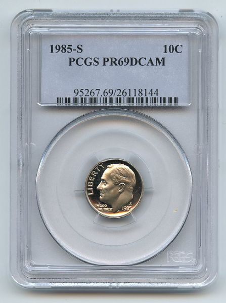 1985 S 10C Roosevelt Dime Proof PCGS PR69DCAM