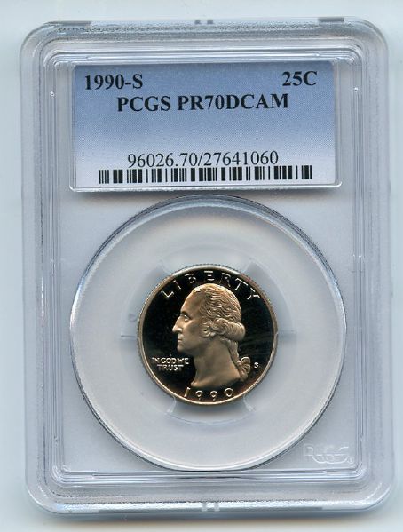 1990 S 25C Washington Quarter Proof PCGS PR70DCAM