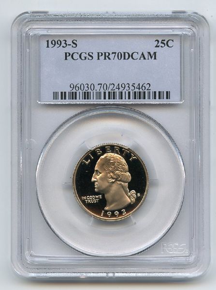 1993 S 25C Washington Quarter Proof PCGS PR70DCAM