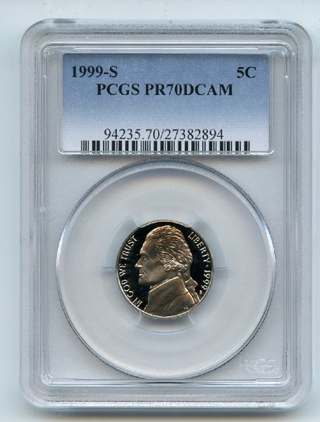 1999 S 5C Jefferson Nickel PCGS PR70DCAM