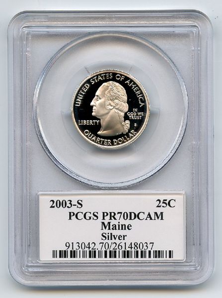 2003 S 25C Silver Maine Quarter PCGS PR70DCAM