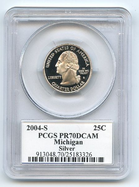 2004 S 25C Silver Michigan Quarter PCGS PR70DCAM