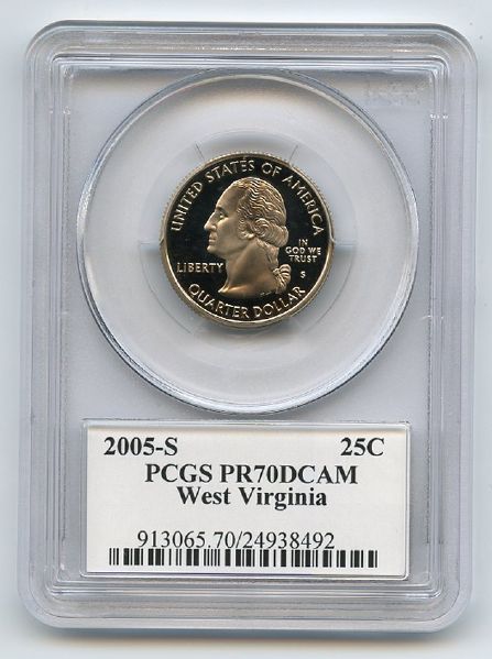 2005 S 25C Clad West Virginia Quarter PCGS PR70DCAM