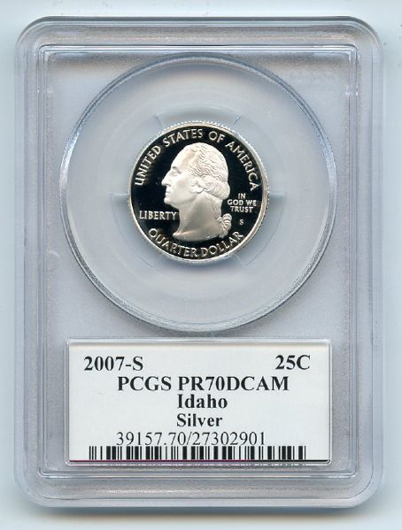 2007 S 25C Silver Idaho Quarter PCGS PR70DCAM