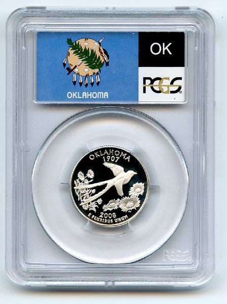 2008 S 25C Silver Oklahoma Quarter PCGS PR70DCAM