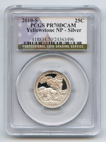 2010 S 25C Silver Yellowstone Quarter PCGS PR70DCAM