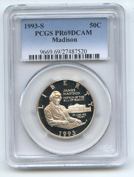 1993 S 50C Bill of Rights Madison Commemorative PCGS PR69DCAM