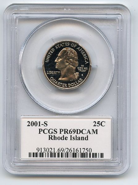 2001 S 25C Clad Rhode Island Quarter PCGS PR69DCAM