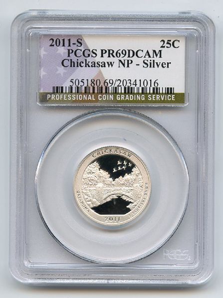 2011 S 25C Silver Chickasaw Quarter PCGS PR69DCAM