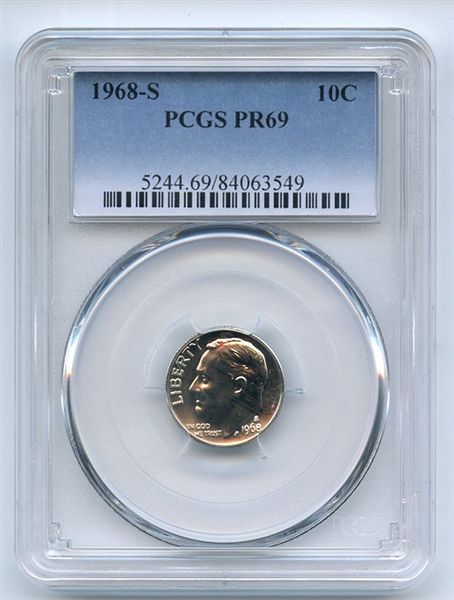 1968 S 10C Roosevelt Dime PCGS PR69