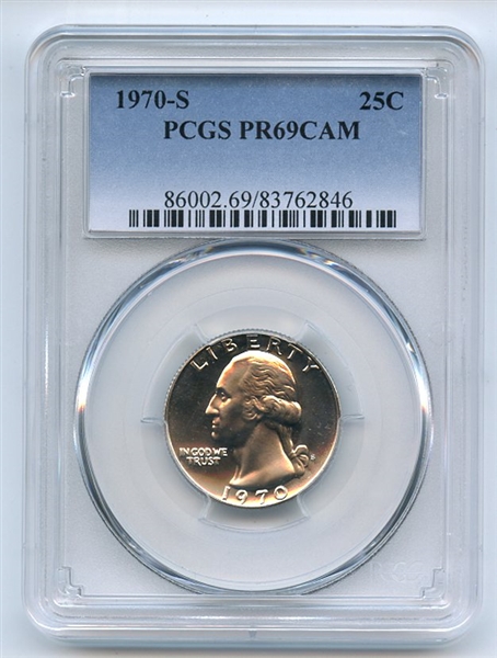 1970 S 25C Washington Quarter PCGS PR69CAM