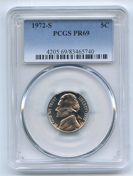 1972 S 5C Jefferson Nickel PCGS PR69