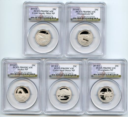 2014 S Clad National Parks Quarter Set PCGS PR69DCAM