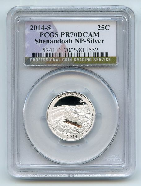 2014 S 25C Silver Shenandoah Quarter PCGS PR70DCAM