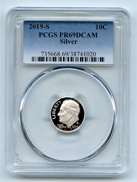 2019 S 10C Silver Roosevelt Dime PCGS PR69DCAM