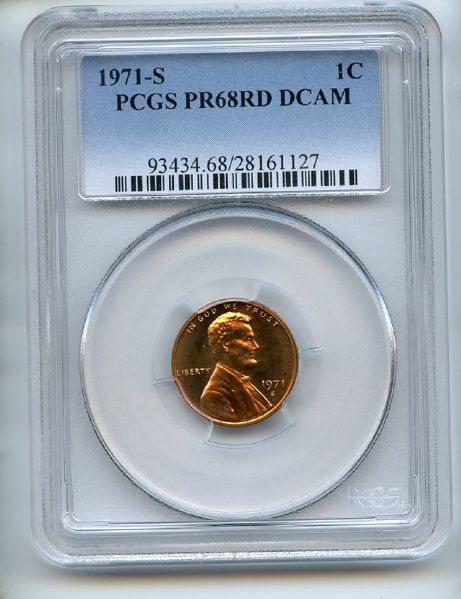 1971 S 1C Lincoln Cent PCGS PR68DCAM