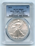 2021 $1 American Silver Eagle Type 2 First Production PCGS MS69