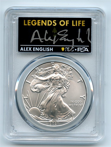 2021 $1 Silver Eagle T1 Last Day Prod PCGS MS70 Legends of Life Alex English