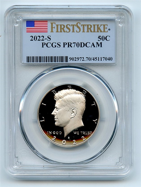 2022 S 50C Clad Kennedy Half Dollar PCGS PR70DCAM First Strike