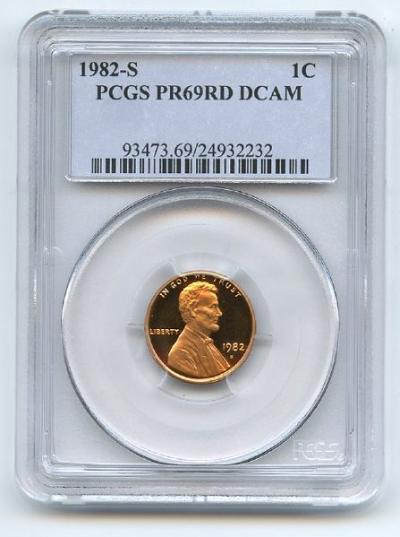 1982 S 1C Lincoln Cent Proof PCGS PR69DCAM